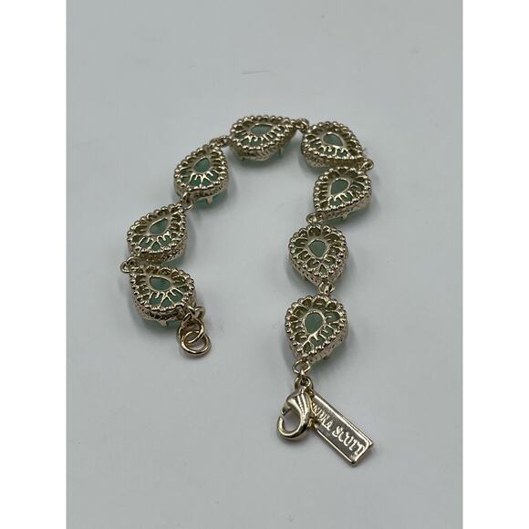 Kendra Scott Brynn Gold Plated Mint Light Green Chalcedony Bracelet Retired - Picture 9 of 10